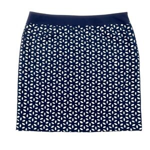 JG Sassy Women’s Navy White Floral Cut-Out 100% Cotton Pencil Skirt‎ Sz 8
